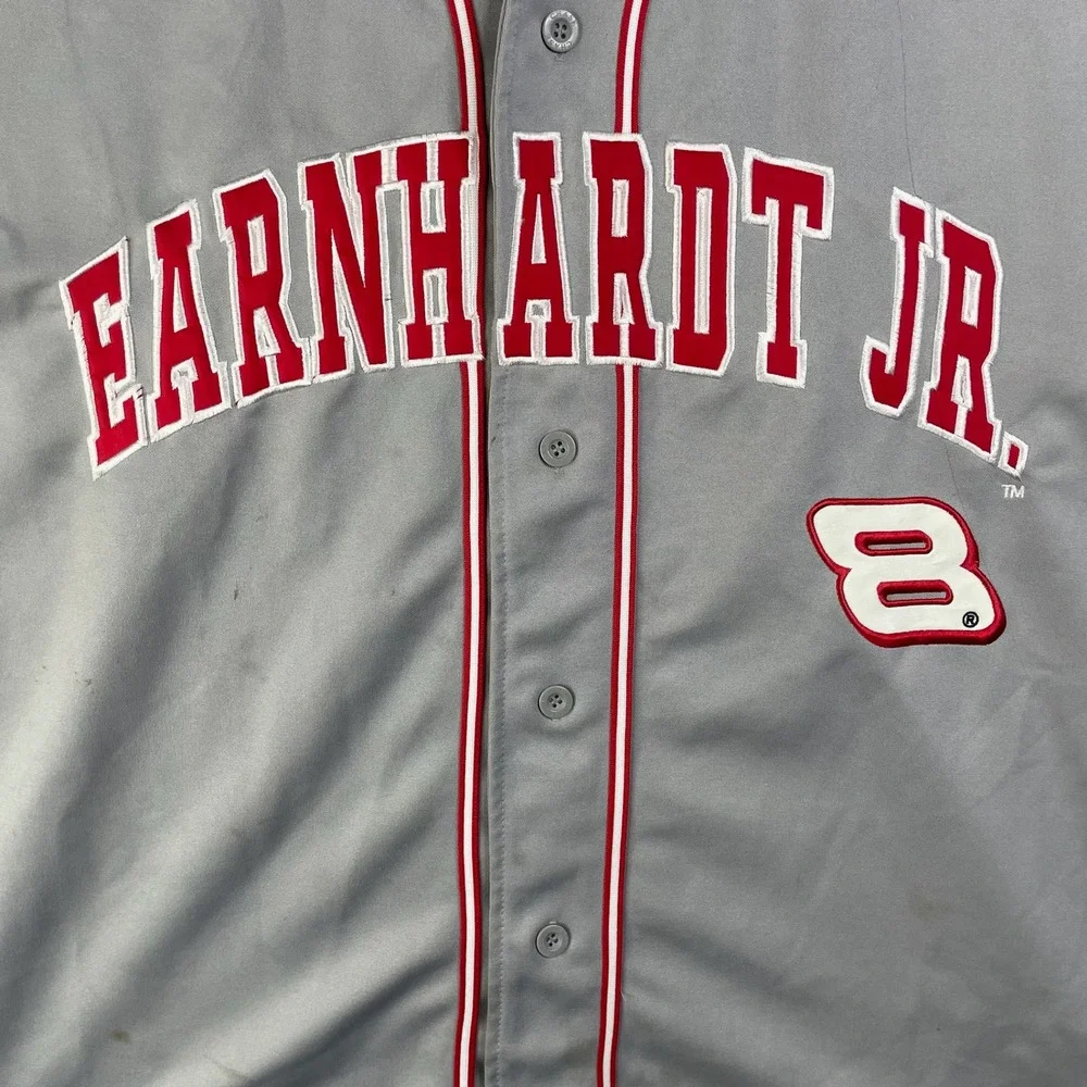 Chase Authentics Dale Earnhardt Jr #8 NASCAR Baseball Jersey Mens 2XL Grey